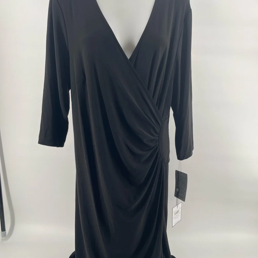 Laundry by Shelli Segal Black V-Neck Sheath Dress Knee Length Women's Size 1X - Picture 2 of 15